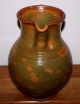 Antique Decorated Redware Pottery Pitcher; Mottled,  Lead Glazed,  19th Century Primitives photo 2
