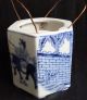 Rare 19th C Chinese Qianlong Mark Blue & White Hexagonal Teapot W/ Horse Scenes Teapots photo 3