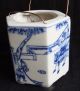Rare 19th C Chinese Qianlong Mark Blue & White Hexagonal Teapot W/ Horse Scenes Teapots photo 5