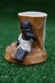 19thc Seated Blackamoor Child Figure With Match Holder To Rear C1880s Figurines photo 5