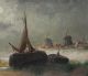 Small Victor Ruyter 1906 Antique,  Dutch Seascape Oil Painting,  Fishing Boats Other Maritime Antiques photo 4
