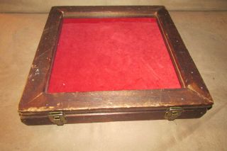 Vintage Wood & Glass Counter Top Display Case For Jewelry Primitive 14x14 photo
