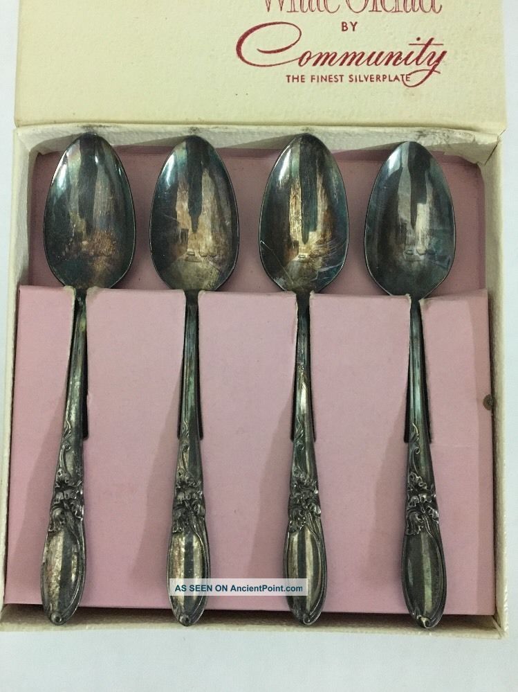 Community Silver Plate Demitasse Spoons White Orchid Flatware & Silverware photo