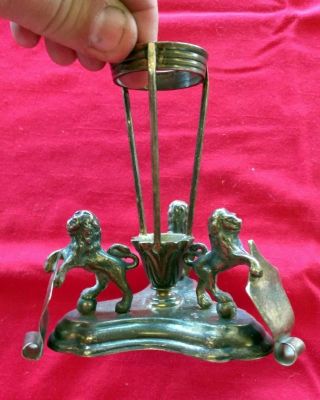 Antique Old Silverplated Bud Vase Holder Lions Silver Plated Vintage English photo