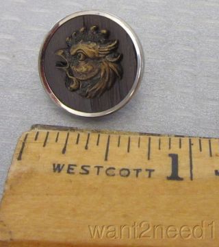 19c Antique French Rooster Button Signed Paris Depose Relief Mixed Metal 19mm photo