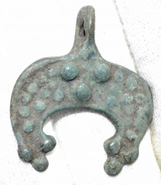 Viking Era Lunar/moon Crescent Pendant With Snake Head Terminals - Wearable A757 photo