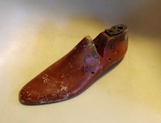 Antique Vintage Shoe Last Mold Form Wood Industrial photo