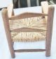 Antique Primitive Folk Art Doll Chair Handcrafted Oak Wood Rush Seat Child ' S Toy Primitives photo 3