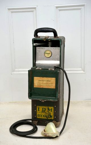 1960s Emergency Oxygen Kit From Idm.  Steam Punk,  Vintage,  Antique? photo