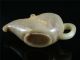 Antique Old Chinese Nephrite Celadon Jade Statue Wine Cup Collectibls 18/19th C. Other Antique Chinese Statues photo 7