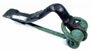 Roman Bronze Bow Type Brooch/fibula - Great Ancient Historical Artifact - B528 photo
