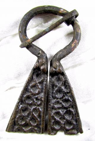 Viking Bronze Penannular Omega Brooch W/ Snake Motif - Ancient Artifact - B532 photo