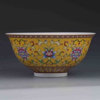 Chinese Porcelain Bowl Hand - Painted Flowers W Qianlong Mark G480 photo