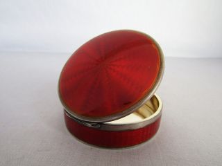 Antique Sterling Silver With Ruby Red Enamel Box photo