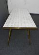 Vintage Mid Century Modern White Tile Mosaic Style Top Brass Legs Coffee Table Post-1950 photo 8