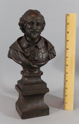 Antique 19thc Carved Walnut Wood,  Shakespeare Bust, photo