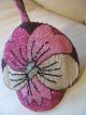 Vintage Hand Made Pink White Black Beaded Floral Flapper Child Coin Purse 5 