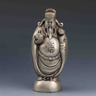 Chinese Tibetan Silver Hand - Carved Mammon Statue W Qianlong Mark Gd8768 photo