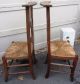Pair Rare Early 1800s Prie Dieu Country French Rush Seats Prayer Chairs 1800-1899 photo 4