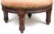 Antique Hand Carved Round 1880s Stool,  Needlepoint Seat Victorian Indiana Estate 1800-1899 photo 2