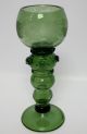 Large Estate Antique Forest Green Art Glass Roemer Wine Glass W/ Engraving Exc Stemware photo 1