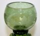 Large Estate Antique Forest Green Art Glass Roemer Wine Glass W/ Engraving Exc Stemware photo 2