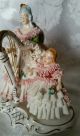 Vintage Dresden Lace Figurine Lady And Child Harp Player Figurines photo 2