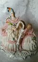 Vintage Dresden Lace Figurine Lady And Child Harp Player Figurines photo 6