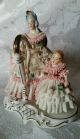 Vintage Dresden Lace Figurine Lady And Child Harp Player Figurines photo 8