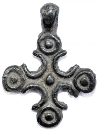 Medieval - Knights Period Bronze Cross Pendant - (incl) - Qr35 photo