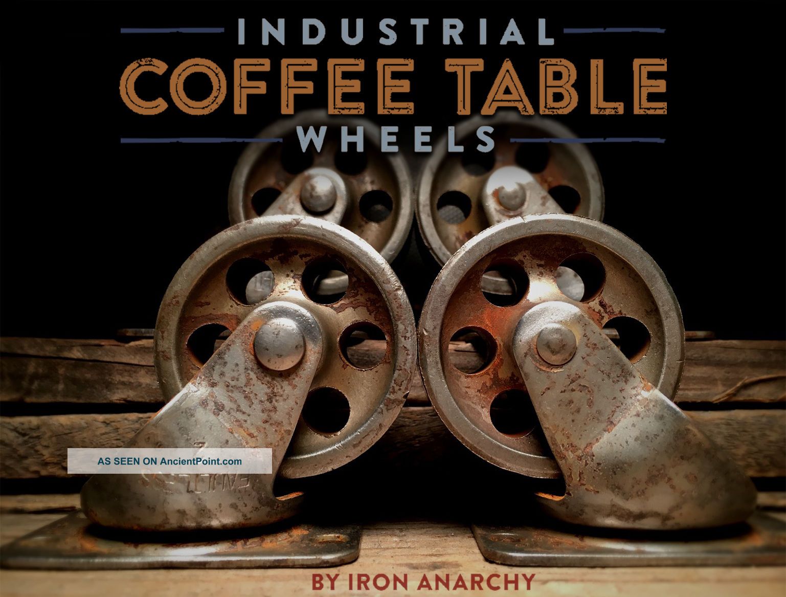 Vtg Steel Industrial Casters,  Iron Factory Metal Coffee Table Furniture Wheels Other Mercantile Antiques photo