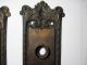 2 Antique Cast Iron Door Knob Face Plates Doorplates Vtg Door Hardware 2 