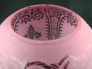 Victorian,  Art Nouveau,  Etched Graduated Cranberry Glass Beehive Oil Lamp Shade photo