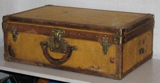 Antique Louis Vuitton Trunk Suitcase,  Brass Locks 19th Century photo
