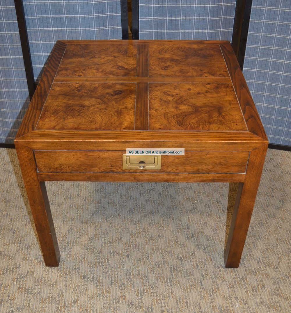 Vintage Henredon Campaign Style Table W/drawer Post-1950 photo