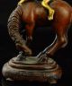 Chinese Fengshui Pure Bronze 24k Gold Gild Monkey Ride Horse Success Statue Horses photo 1