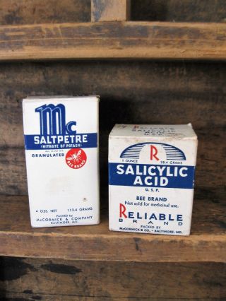 Antique Boxes Mccormick Saltpetre And Salicylic Acid photo