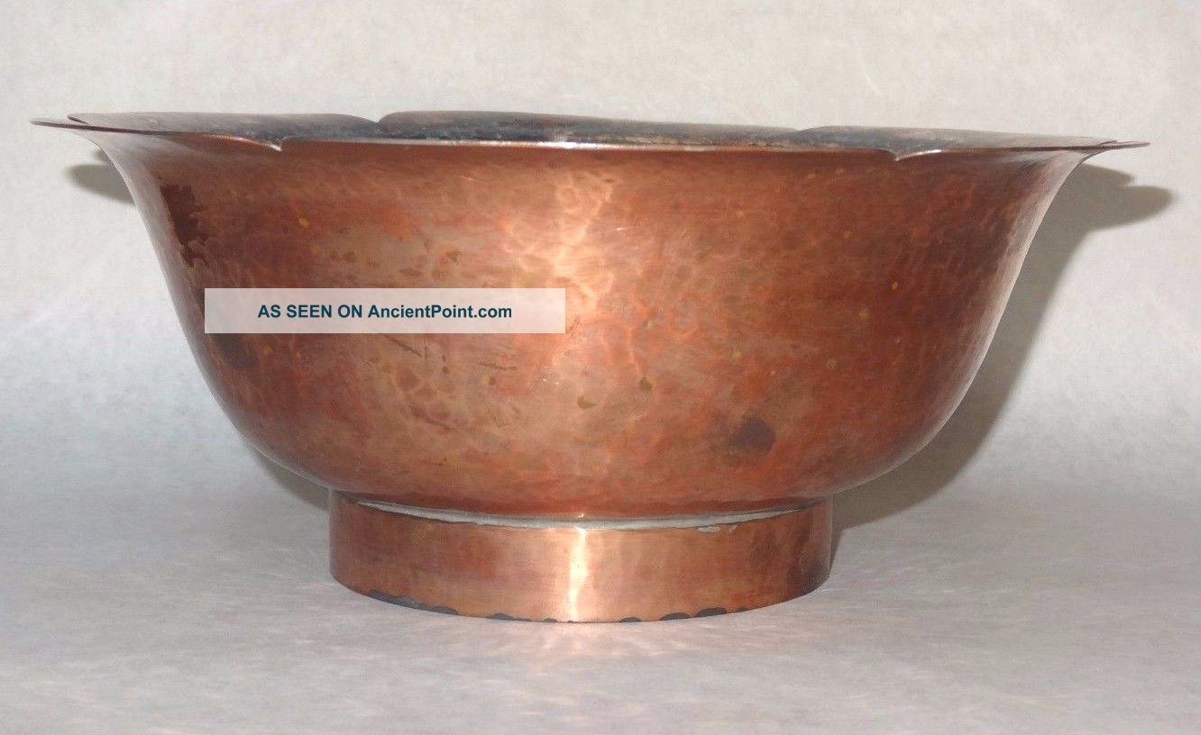 Antique Arts & Crafts Gebelein Boston Hammered Copper Silver Mixed Metal Bowl Middle East photo