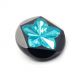 (1) 33mm Czech Antique Inlaid Silver Mirrored Blue Star Black Art Glass Button Buttons photo 1
