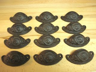 12 Exc.  Cast Iron Antique Vintage Style Oval Drawer Pull,  Barn Door Handles photo