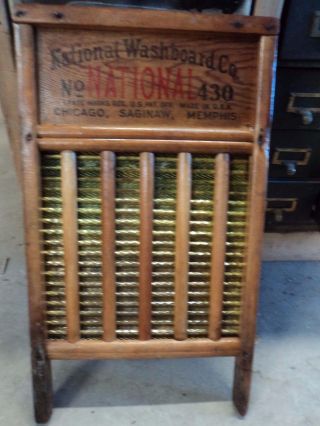 Antique National Washboard Co.  No.  430 Chicago,  Saginaw,  Memphis Brass Chief photo