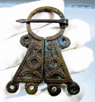 Viking Bronze Penannular Omega Brooch - Ancient Historic Artifact - B700 photo