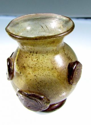 Roman Glass Flask / Bottle - Rare Ancient Historic Artifact Delicate - B714 photo