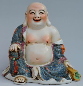 20c Colour Enamels Porcelain Drawing Flower Smile Buddha Statue photo