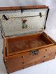 Antique Wooden Chest Box Jewelry Trinket - Salesman Sample Chest W/ Tray Boxes photo 1