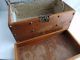 Antique Wooden Chest Box Jewelry Trinket - Salesman Sample Chest W/ Tray Boxes photo 5