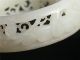 Antique Old Chinese Nephrite White Jade Bracelet Bangle Flower Carve Open Relief Bracelets photo 9