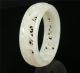 Antique Old Chinese Nephrite White Jade Bracelet Bangle Flower Carve Open Relief Bracelets photo 1