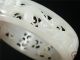 Antique Old Chinese Nephrite White Jade Bracelet Bangle Flower Carve Open Relief Bracelets photo 8