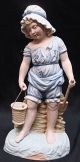 French Colbert Bisque Figurine Boy Girl Children Beach Clamming Signed Vintage Figurines photo 6